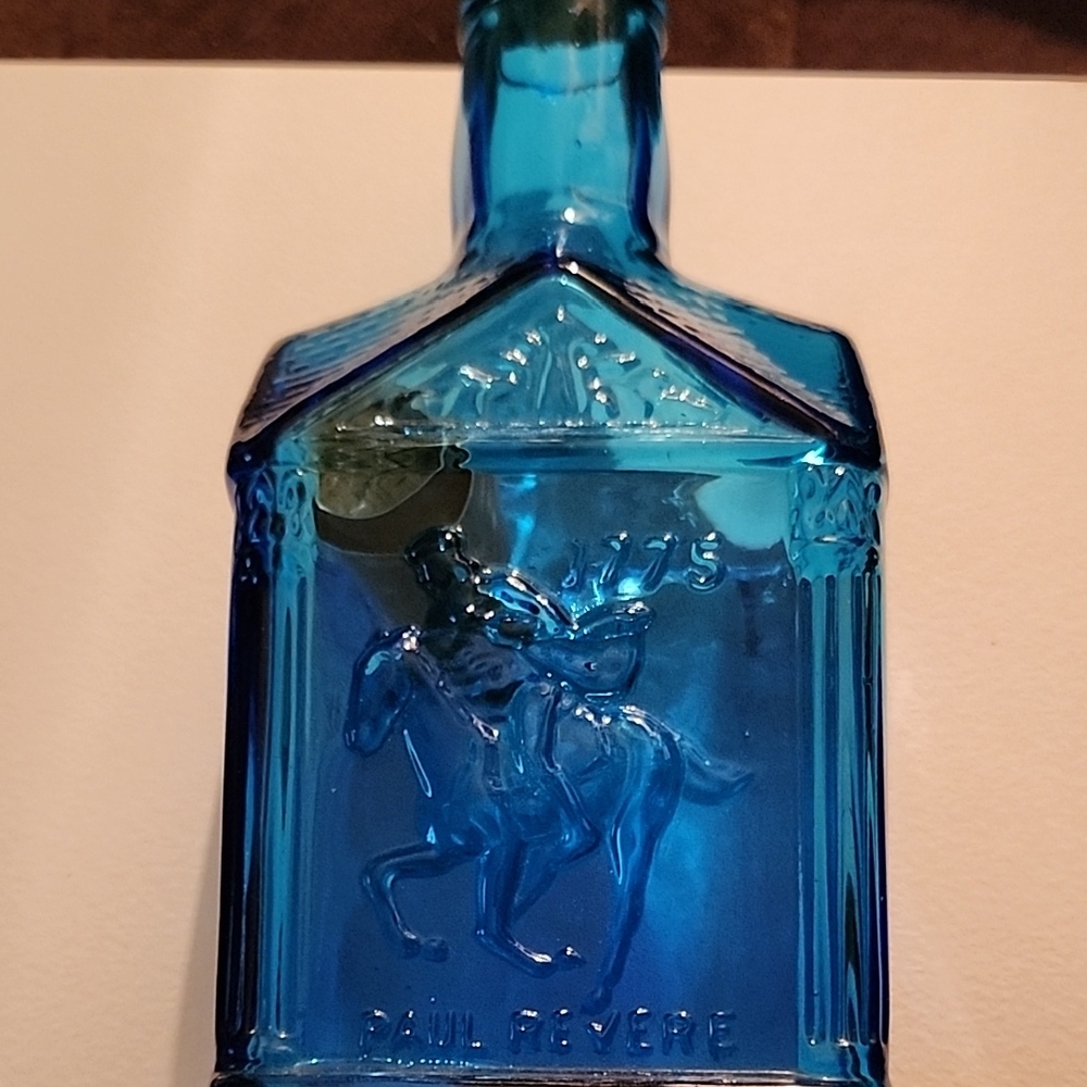 Blue Glass Art Bottle By Paul Revere